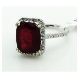 $12,625 14kt Gold 6.74 ct Ruby & Diamond Ring