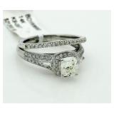 14kt Gold Cushion Cut 1.60 ct Diamond Bridal Set