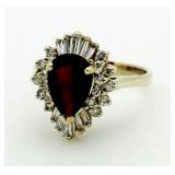 14kt Gold 3.00 ct Garnet & Diamond Estate Ring