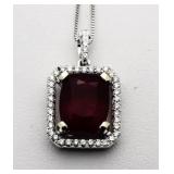 $17,725 14kt Gold 6.24 ct Ruby & Diamond Pendant