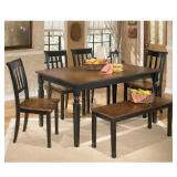 Ashley 580 Owingsville table, bench, and 4 chairs