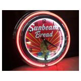 Sunbeam Bread Neon Advertisement Clock