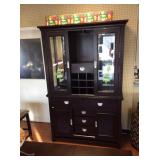 Dark cherry sliding glass China cabinet