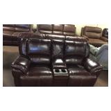 Ashley LEATHER rocking theatre double recliner