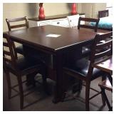 Whalen cherry table & 4 bar stools