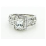 Emerald Cut 2.50 ct White Topaz Designer Ring