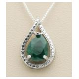 Genuine 3.24 ct Emerald & Diamond Pendant