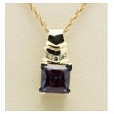 14kt Gold Alexandrite & Diamond Pendant