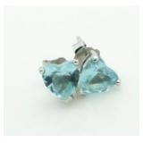 Heart Shape Blue Topaz Earrings