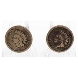 (2) 1859 Copper Nickel Indian Head Cents