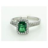 Emerald Cut Emerald 2 Pc Bridal Set