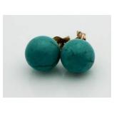 14kt Gold Genuine Turquoise Earrings