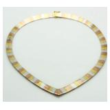 Rose, Yellow & White Gold Toned Necklace