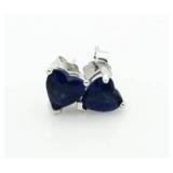 Sapphire Heart Solitaire Earrings