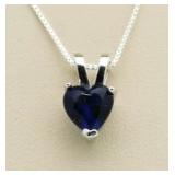 Sapphire Heart Solitaire Pendant