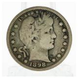 1898 Barber Silver Quarter