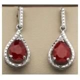 Genuine 4.55 ct Ruby & Diamond Earrings