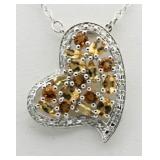 10kt Gold Citrine & Diamond Open Heart Pendant