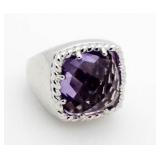 Yurman Style 12.50 ct Genuine Amethyst Ring