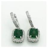 Radiant Cut Emerald Earrings