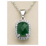 Radiant Cut Emerald Pendant