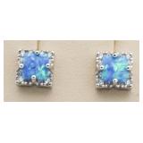 Australian Blue Opal Designer Earrings