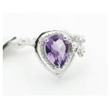 Genuine 1.72 ct Amethyst & Diamond Ring