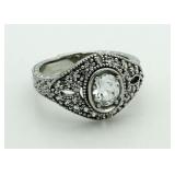 Brilliant 1.00 ct Oval White Topaz Filligree Ring