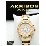 Akribos Rose Gold Toned Ladies Designer Watch