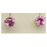 Trilion Cut Pink Sapphire Earrings