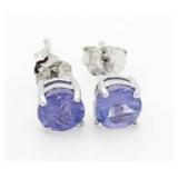 Genuine 1.00 ct Tanzanite Solitaire Earrings