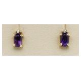 14kt Gold Amethyst & Diamond Earrings