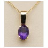 14kt Gold Amethyst Solitaire Pendant