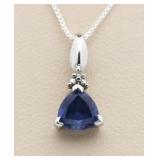 14kt Gold Iolite & Diamond Pendant