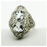 14kt Gold Antique White Topaz Filligree Ring