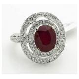 14kt Gold Oval 5.74 ct Ruby & Diamond Ring