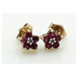 14kt Gold Ruby & Diamond Earrings