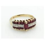 10kt Gold Genuine Ruby & Diamond Ring