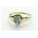 10kt Gold Blue Topaz & Diamond Ring