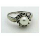 10kt Gold Pearl & Diamond Estate Ring