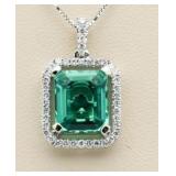 14kt Gold 3.77 ct Emerald & Diamond Pendant