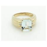 14kt Gold 2.50 ct Pale Blue Topaz & Diamond Ring