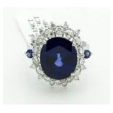 14kt Gold Oval 9.50 ct Sapphire & Diamond Ring