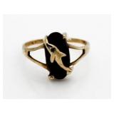 Vintage Onyx Dolphin Crossover Ring