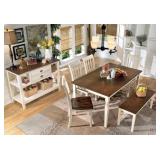 Ashley 583 Whitesburg table, bench, and 4 chairs