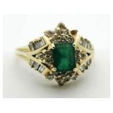 14kt Gold Genuine 2.25 ct Emerald & Diamond Ring