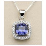 Cushion Cut 3.00 ct Tanzanite Designer Pendant