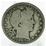 1907 Barber Silver Half Dollar