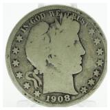 1908-D Barber Silver Half Dollar