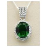 Oval 3.00 Emerald Solitaire Pendant